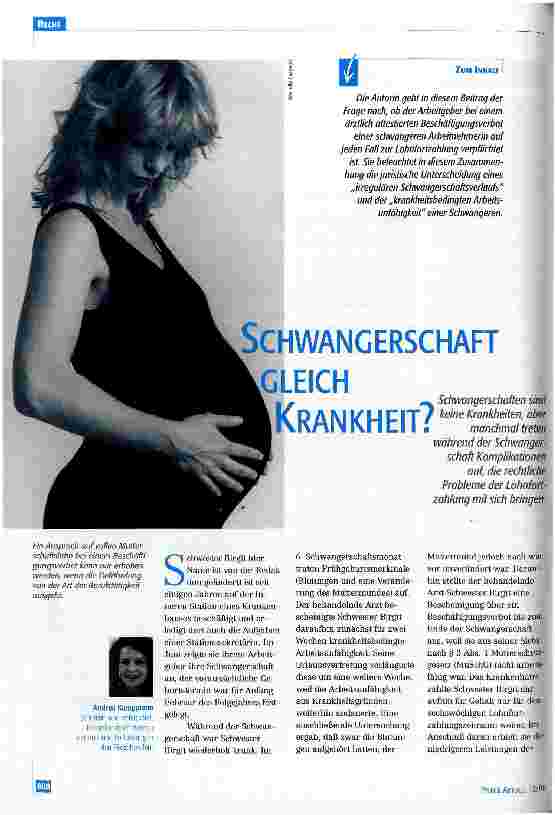 Vorschauseite 1: Schwangerschaft gleich Krankheit?