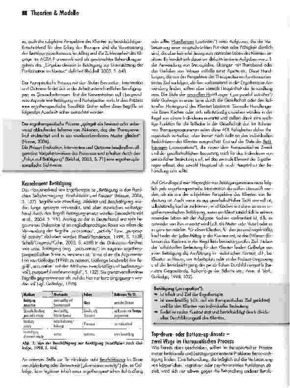 Vorschauseite 2: Struktur eines handlungsorientierten Therapieprozesses und Betätigungsrollen als übergeordnetes Element