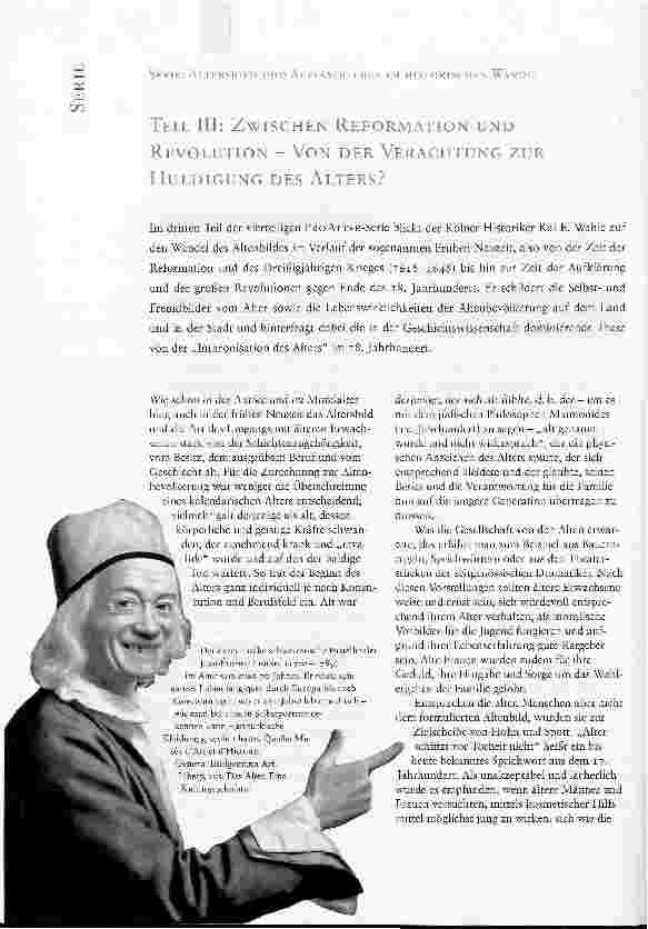 Vorschauseite 1: SERIE: ALTERSBILD UND ALTERSERLEBEN IM HISTORISCHEN WANDELTEIL III: ZWISCHEN REFORMATION UND REVOLUTION - VON DER VERACHTUNG ZUR HULDIGUNG DES ALTERS?