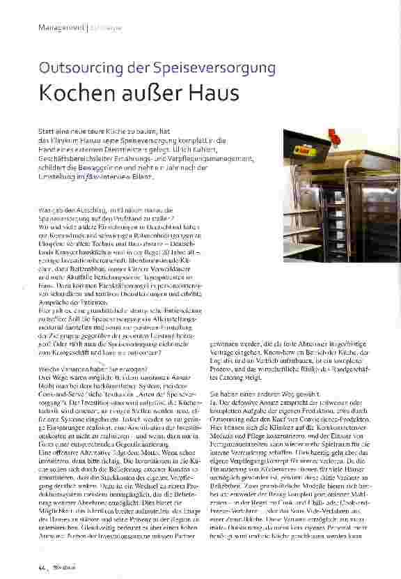 Vorschauseite 1: Outsourcing der Speiseversorgung Kochen außer Haus