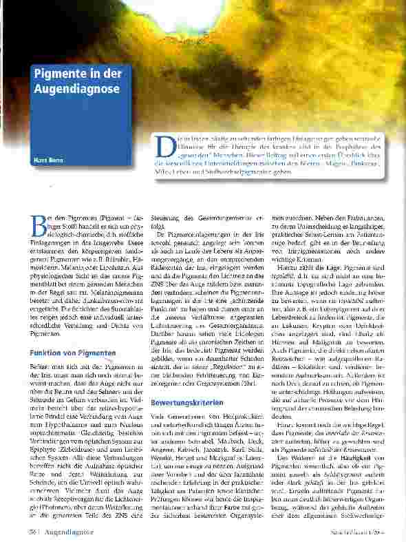 Vorschauseite 1: Pigmente in der Augendiagnose