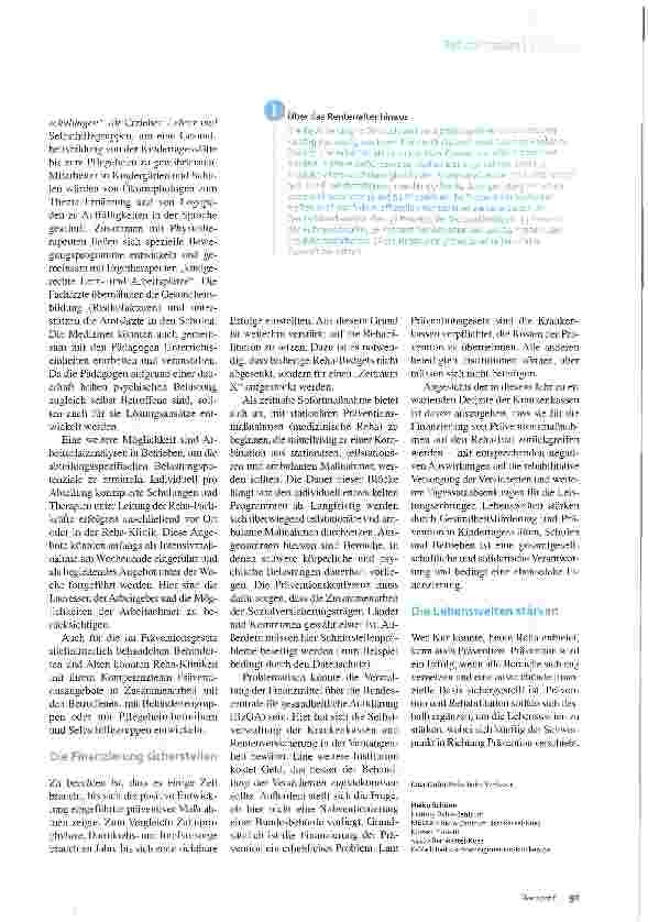 Vorschauseite 2: ehabilitation und Prävention Kompetenzen vernetzen