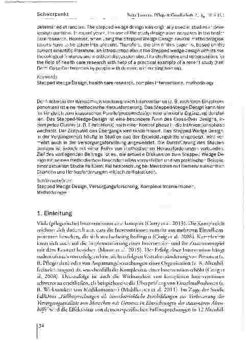 Vorschauseite 2: Das Stepped Wedge Design - Chancen und Herausforderungen für die Effektivitäts-messung von komplexen Interventionen