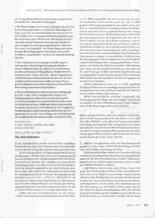 Vorschauseite 2: Ausblenden eines Bewährungsvorsprungs durch fiktive Fortschreibung der dienstlichen Beurteilung