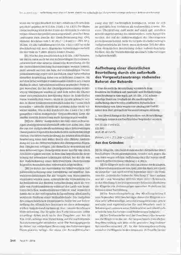 Vorschauseite 5: Ausblenden eines Bewährungsvorsprungs durch fiktive Fortschreibung der dienstlichen Beurteilung