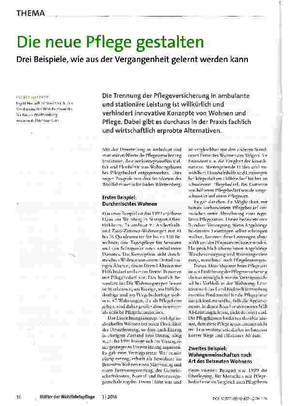 Vorschauseite 1: Die neue Pflege gestalten