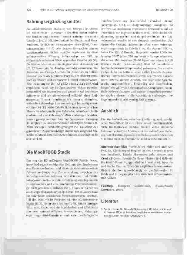 Vorschauseite 3: Ernährung und Depression: Die MooDFOOD Präventions-Studie