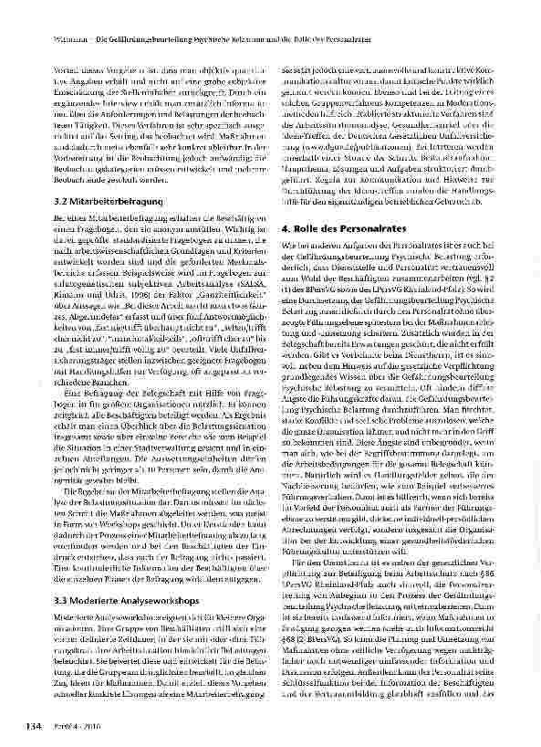 Vorschauseite 4: Die Gefährdungsbeurteilung Psychische Belastung und die Rolle des Personalrates