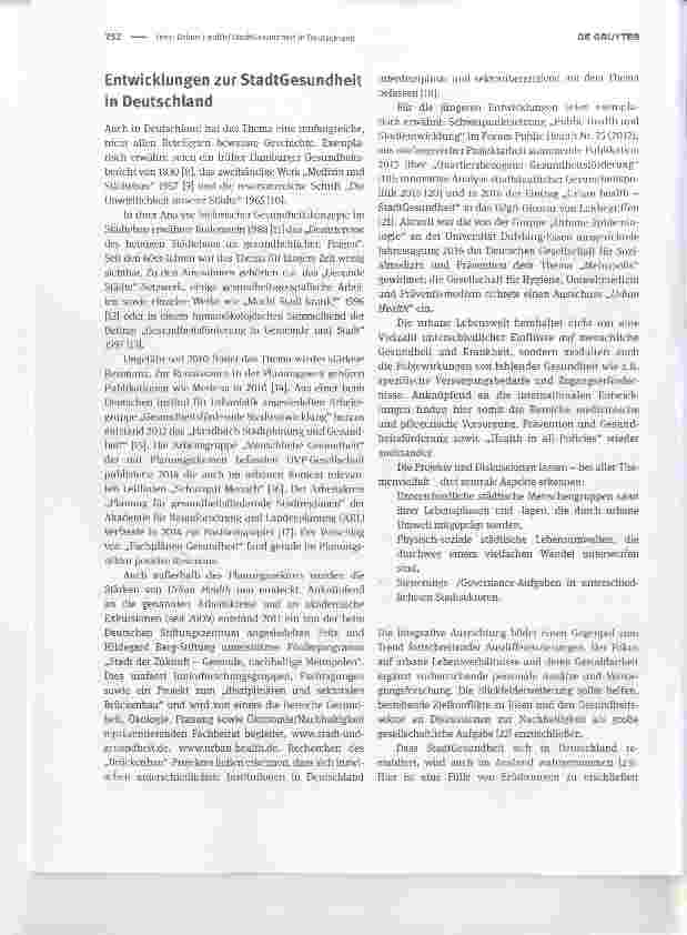 Vorschauseite 2: Urban Health/StadtGesundheit in Deutschland Urban Health in Germany