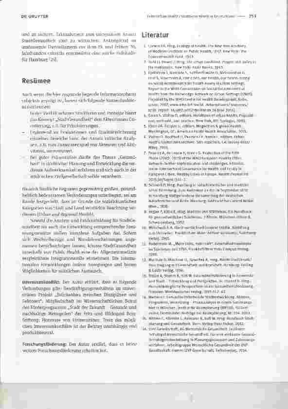 Vorschauseite 3: Urban Health/StadtGesundheit in Deutschland Urban Health in Germany