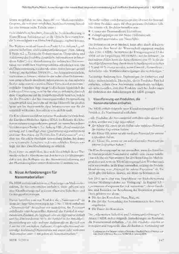 Vorschauseite 3: Auswirkungen der neuen Medizinprodukteverordnung auf stoffliche Medizinprodukte