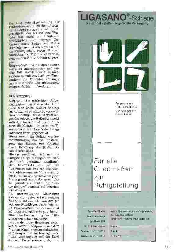 Vorschauseite 3: Pflege eines Frühgeborenen oder Risikoneugeborenen, Braun-Preis 95 4. Platz für Krankenund Kinderkrankenpflegeschulen
