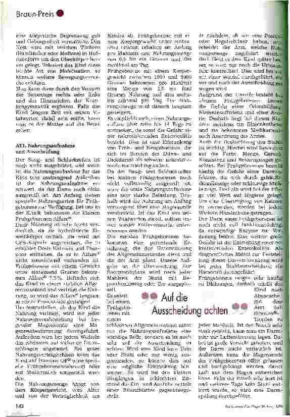 Vorschauseite 4: Pflege eines Frühgeborenen oder Risikoneugeborenen, Braun-Preis 95 4. Platz für Krankenund Kinderkrankenpflegeschulen