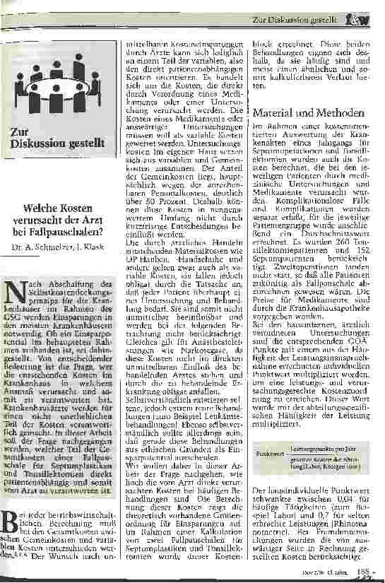 Vorschauseite 1: Welche Kosten verurschat der Arzt bei Fallpauschalen? Zur Diskussion gestellt