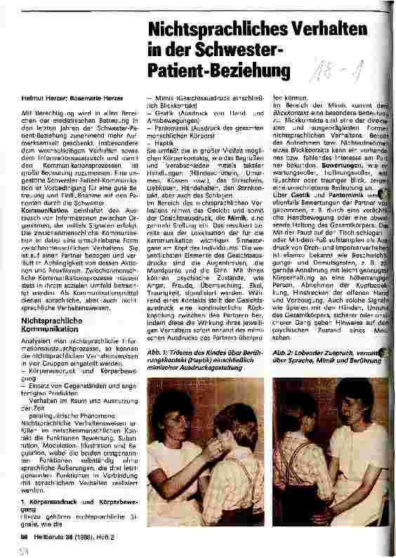 Vorschauseite 1: Nichtsprachliches Verhalten in der Schwester-Patient-Beziehung