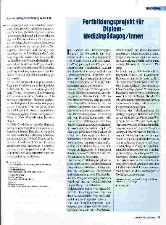 Vorschauseite 2: Krankenpflegeausbildung in der EU 4. Teil Deutschland