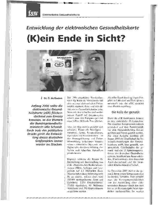 Vorschauseite 1: (K)ein Ende in Sicht?Entwicklung der elektronischen Gesundheitskarte