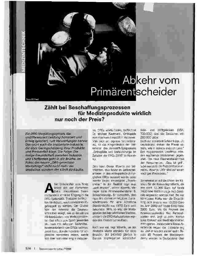 Vorschauseite 1: Abkehr vom Primärentscheider