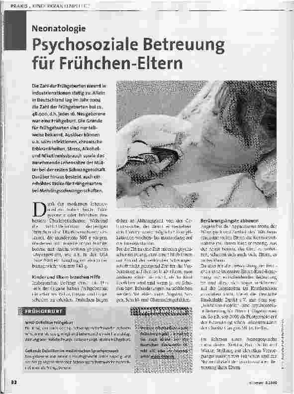 Vorschauseite 1: NeonatologiePsychosoziale Betreuung für Frühchen-Eltern