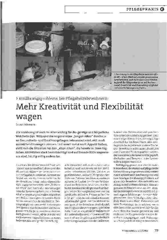Vorschauseite 1: Ernährungsprobleme bei Pflegeheimbewohnern: Mehr Kreativität und Flexibilität wagen