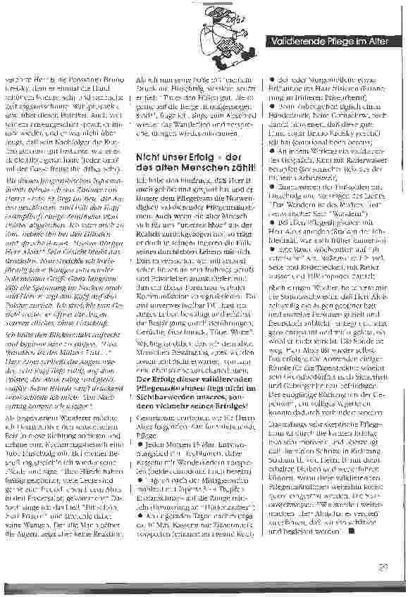 Vorschauseite 2: Das gelebte Leben wieder spüren... Validierende Pflegemaßnahmen führen aus dem Stadium des Vegetierens heraus