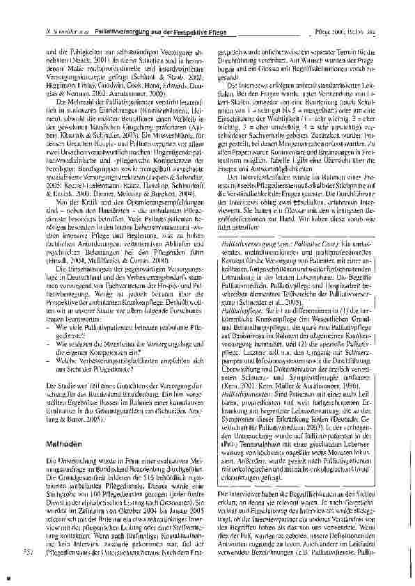 Vorschauseite 2: Wie schätzen leitende Mitarbeiter ambulanter Pflegedienste die Palliativversorgung ein?