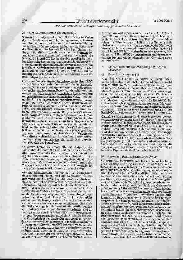 Vorschauseite 2: Das Bremische Behindertengleichstellungsgesetz - Ein Überblick