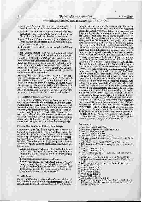Vorschauseite 6: Das Bremische Behindertengleichstellungsgesetz - Ein Überblick