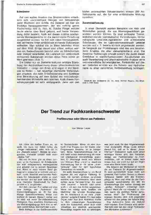 Vorschauseite 1: Der Trend zur Fachschwester