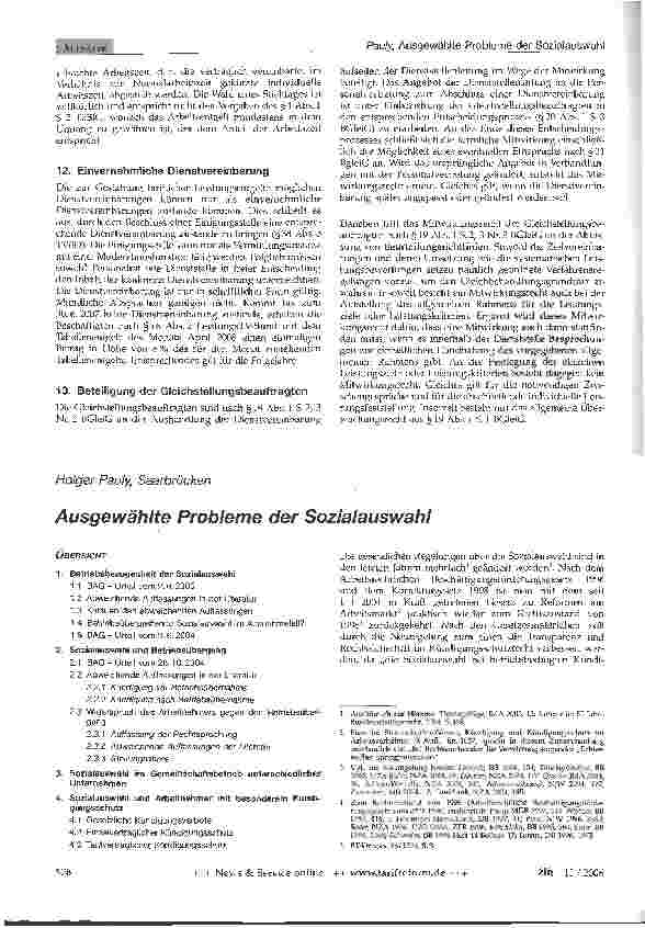 Vorschauseite 1: Ausgewählte Probleme der Sozialauswahl