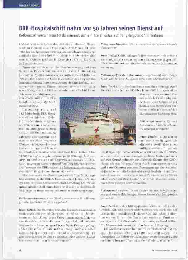 Vorschauseite 1: DRK-Hospitalschiff nahm vor 50 Jahren seinen Dienst auf