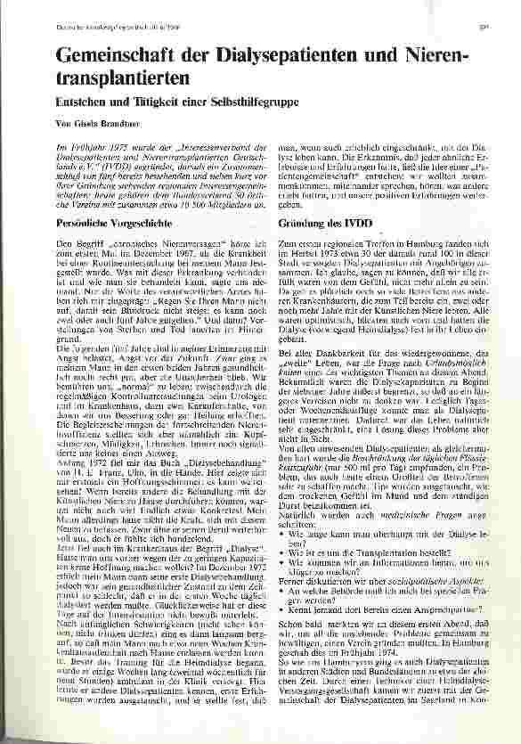 Vorschauseite 1: Gemeinschaft der Dialysepatienten und Nieren-transplantierten