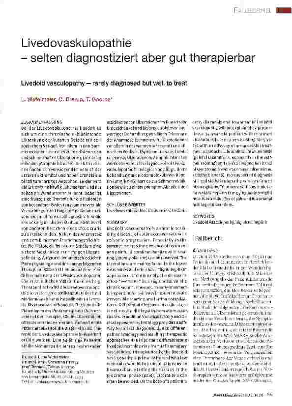 Vorschauseite 1: Livedovaskulopathie selten diagnostiziert aber gut therapierbar