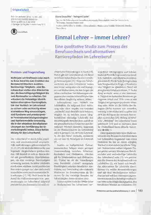 Vorschauseite 1: Eine qualitative Studie zum Prozess des Berufswechsels und alternativen Karrierepfaden im Lehrerberuf