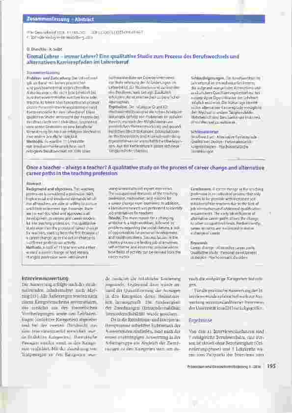 Vorschauseite 3: Eine qualitative Studie zum Prozess des Berufswechsels und alternativen Karrierepfaden im Lehrerberuf