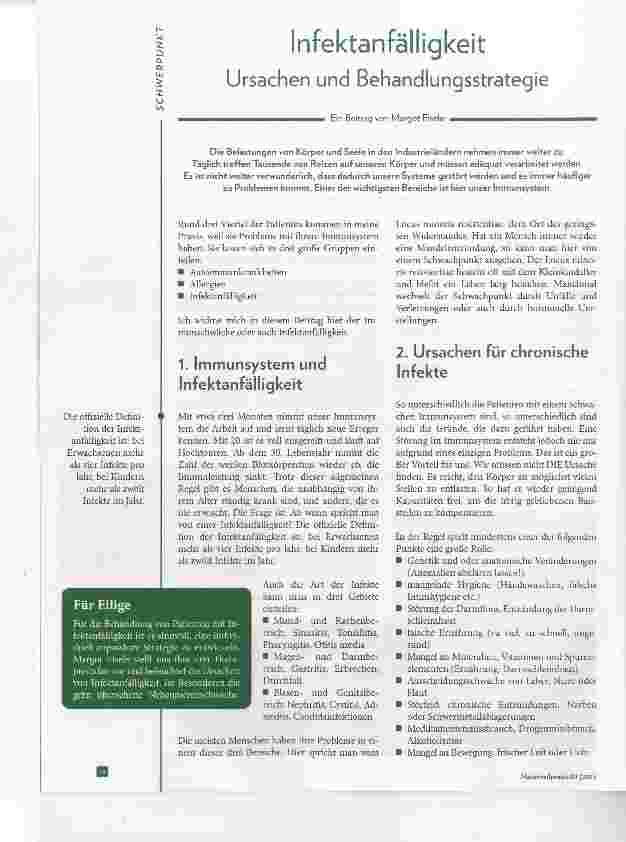 Vorschauseite 1: Infektanfälligkeit Ursachen und Behandlungsstrategie
