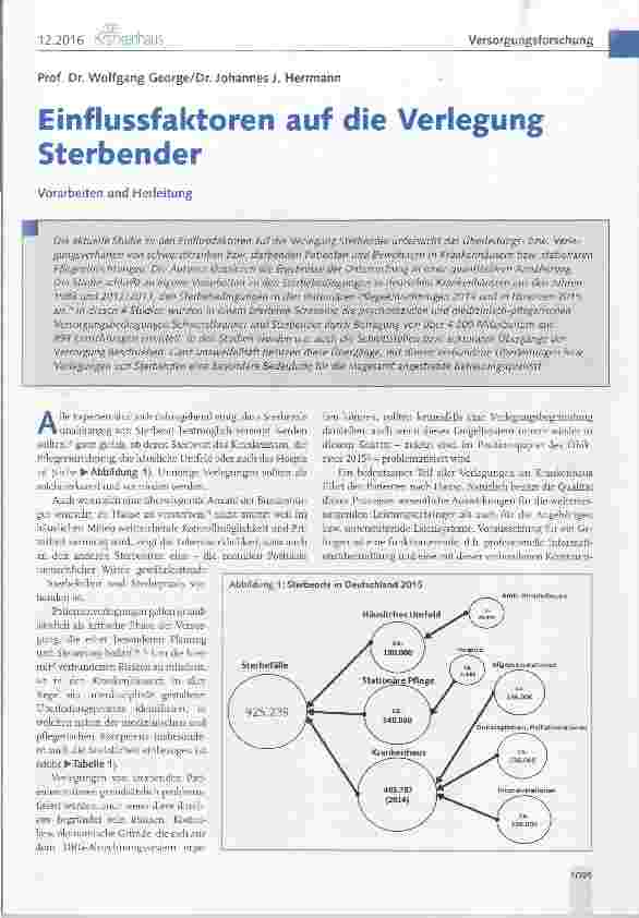 Vorschauseite 1: Einflussfaktoren auf die Verlegung Sterbender