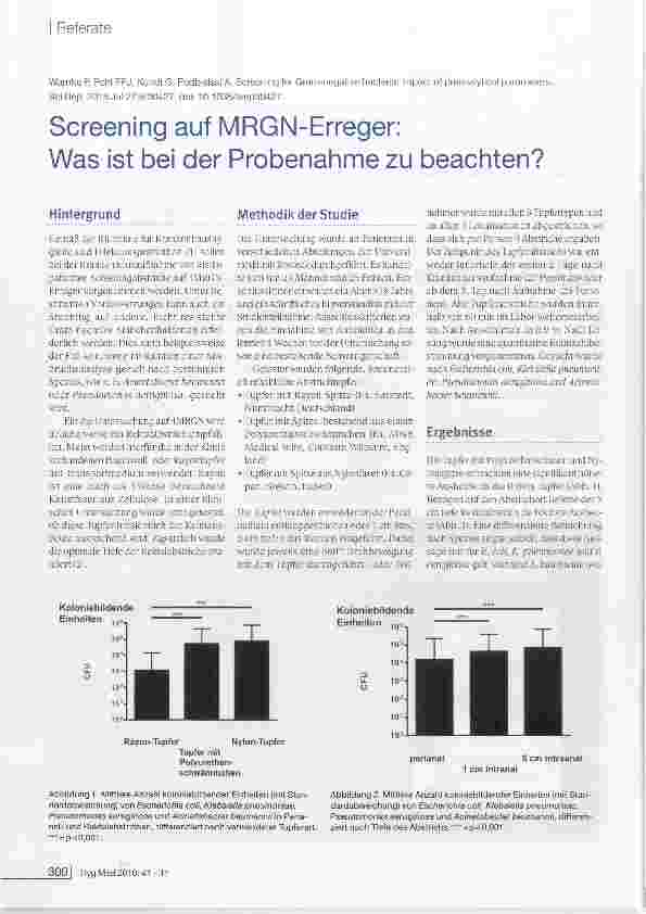 Vorschauseite 1: Screening auf MRGN-Erreger: Was ist bei der Probenahme zu beachten?