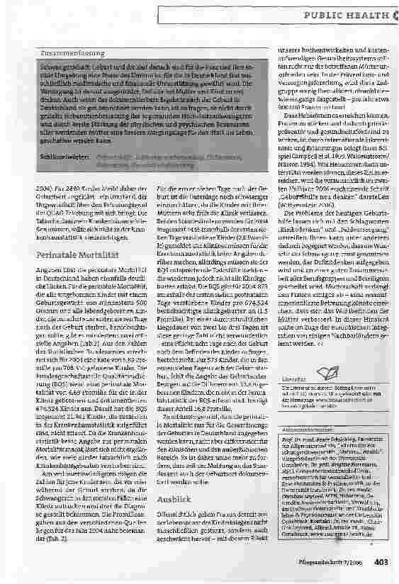 Vorschauseite 4: Geburtshilfe und ihre Ergebnisse - Maternal Health in Deutschland: Werdende Mütter stärken