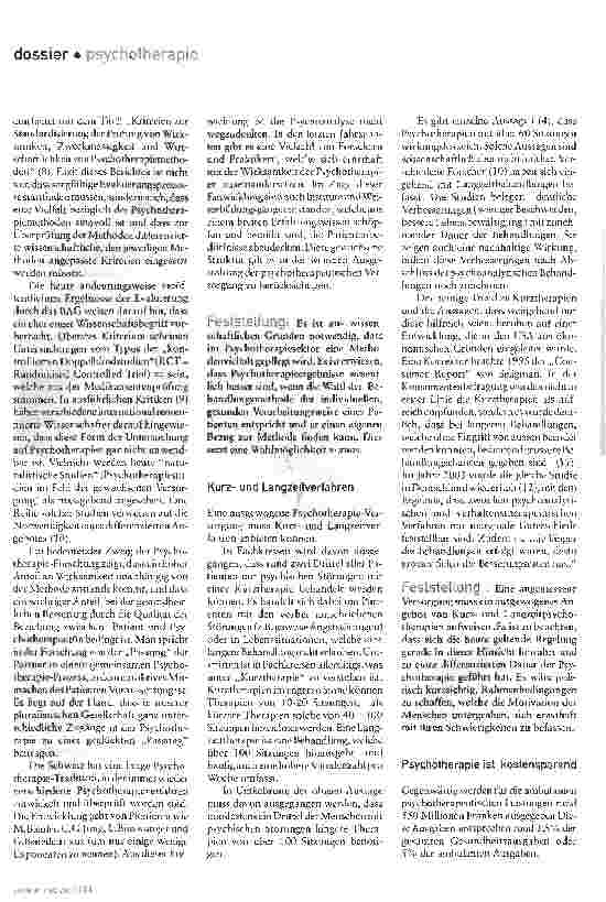 Vorschauseite 3: Psychotherapie muss kassenpflichtig bleiben!