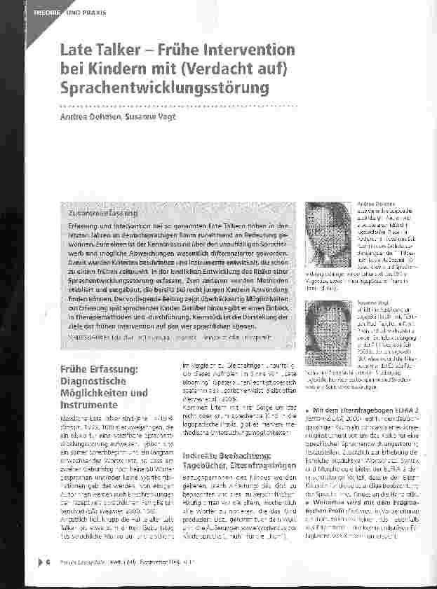 Vorschauseite 1: Late Talker - Frühe Intervention bei Kindern mit (Verdacht auf) Sprachentwicklungsstörung