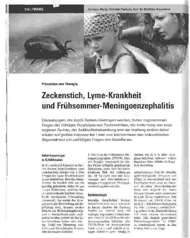 Vorschauseite 1: Zeckenstich, Lyme-Krankheitund Frühsommer-Meningoenzephalitis