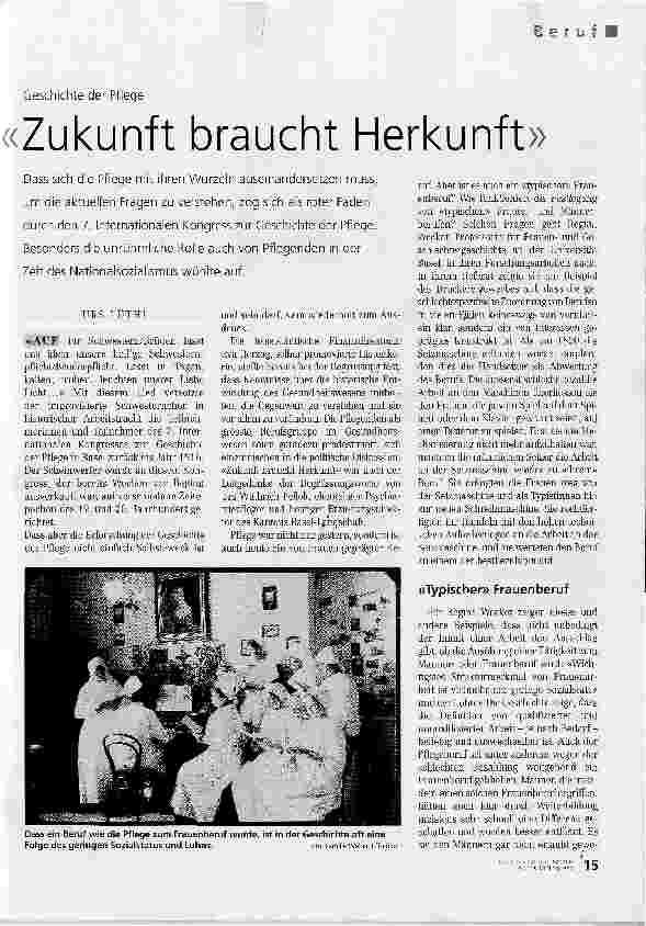 Vorschauseite 1: Geschichte der PflegeZukunft braucht Herkunft