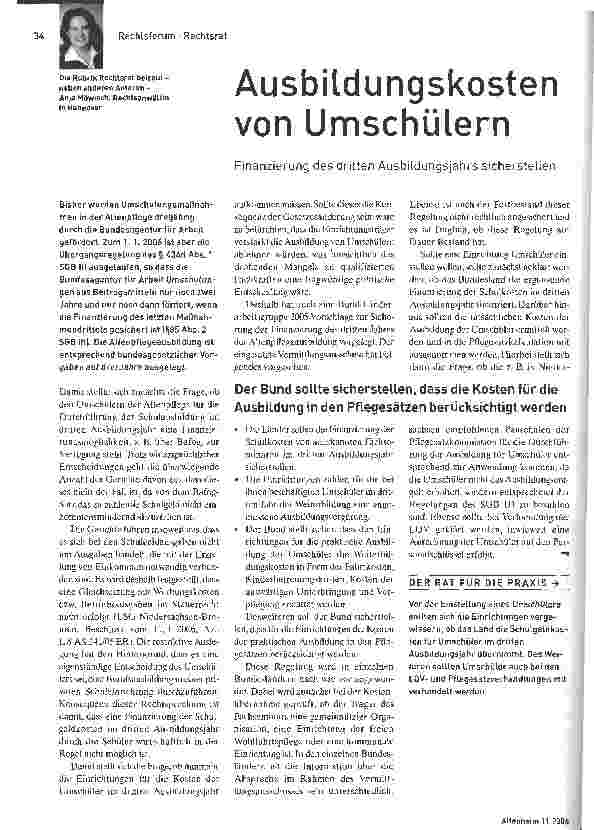 Vorschauseite 1: Ausbildungskosten von Umschülern