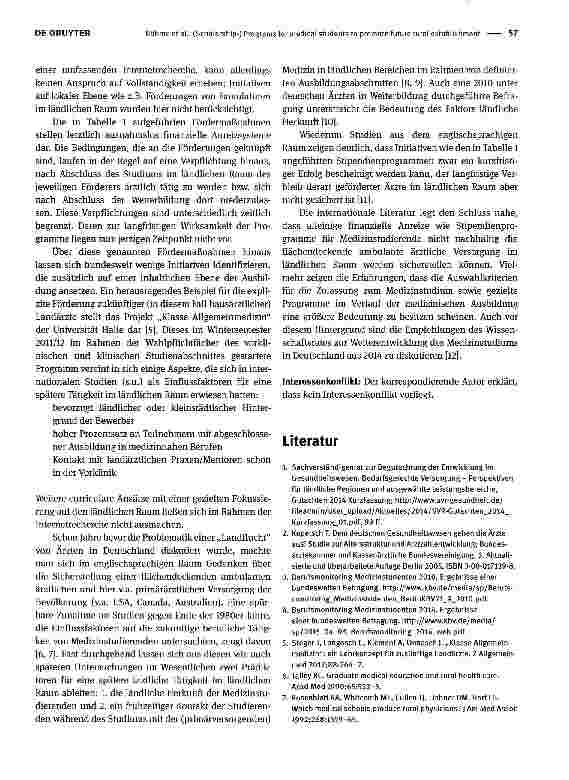 Vorschauseite 3: (Stipendien-) Programme für Medizinstudierende zur Förderung der Niederlassung im ländlichen Raum