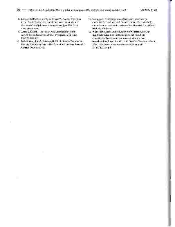 Vorschauseite 4: (Stipendien-) Programme für Medizinstudierende zur Förderung der Niederlassung im ländlichen Raum