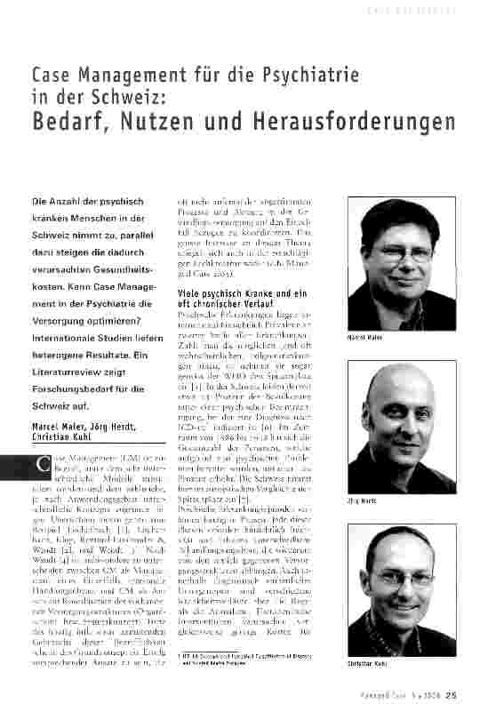 Vorschauseite 1: Case Management für die Psychiatrie in der Schweiz: Bedarf, Nutzen und Herausforderungen