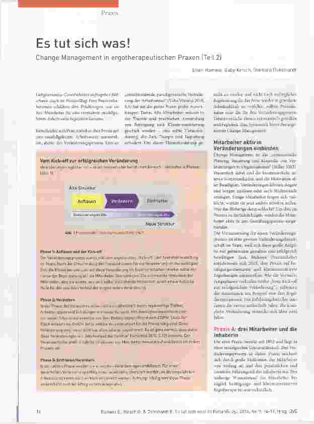 Vorschauseite 1: Es tut sich was! Change Management in ergotherapeutischen Praxen (Teil 2)