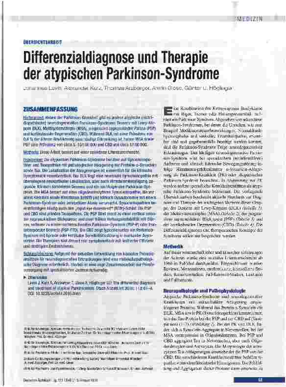 Vorschauseite 1: Differenzialdiagnose und Therapie der atypischen Parkinson-Syndrome