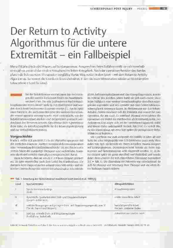 Vorschauseite 1: Der Return to Activity Algorithmus für die untere Extremität ein Fallbeispiel